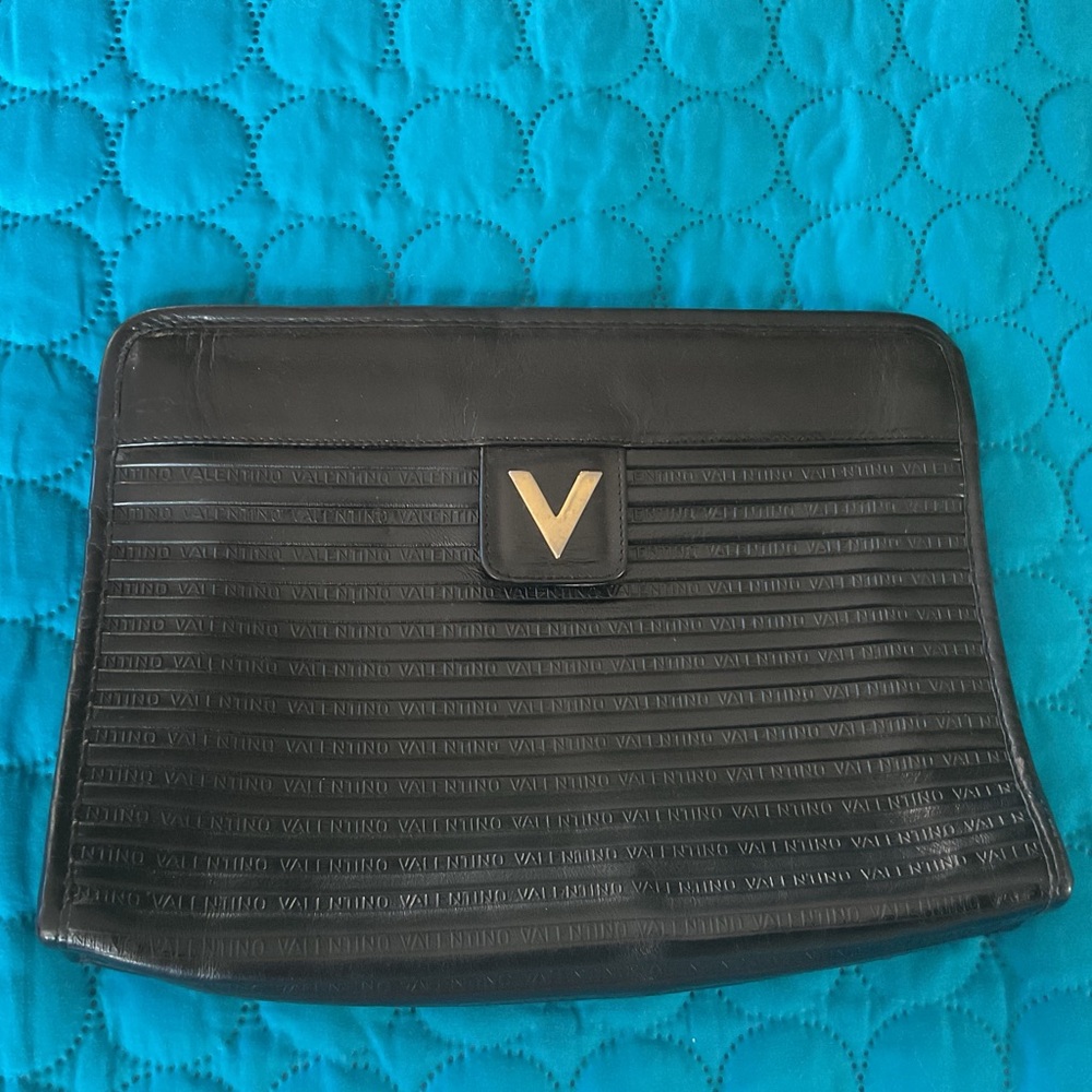 Vintage Valentino Black Clutch with Gold Accent